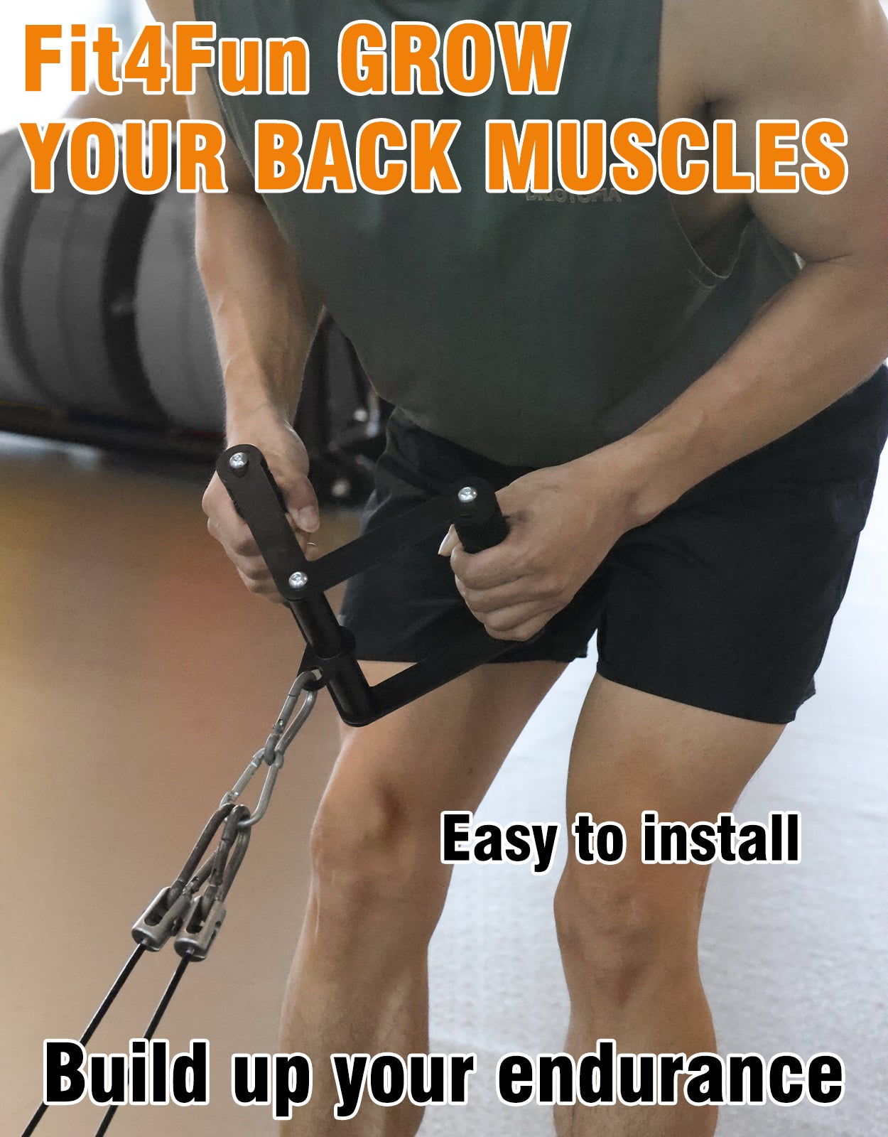 Fit4Fun Double D Row Handle,LAT Pull Down Handle,LAT Pulldown Attachments,Close Grip Cable Attachment,T bar Row attachments,V Bar Handle to Training Your Back and Arms