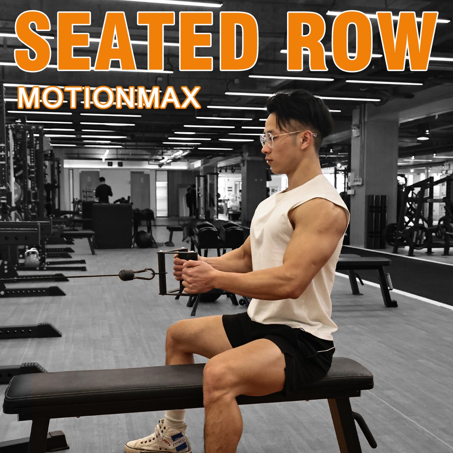 MOTIONMAX Double D Row Machines Handle Cable Attachments for Gym, Non-Slip V Bar Attachment for Home Gym Exercise Equipment