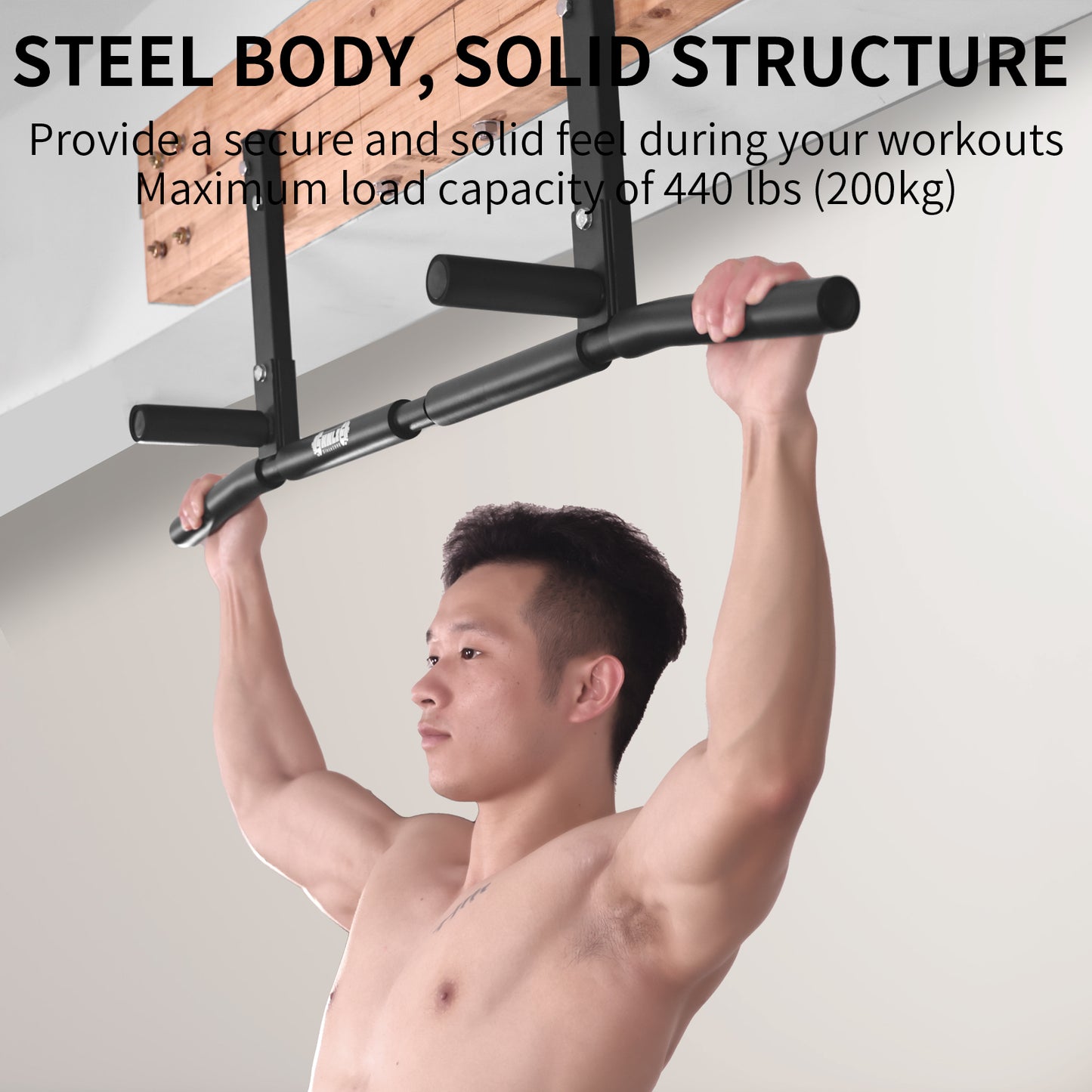 Shnlie Joist Mounted Pull Up Bar, Ceiling Mount Chin Up Bar for Home Gym, Beam, Rafter, Easy installation, 42" Wide Bar