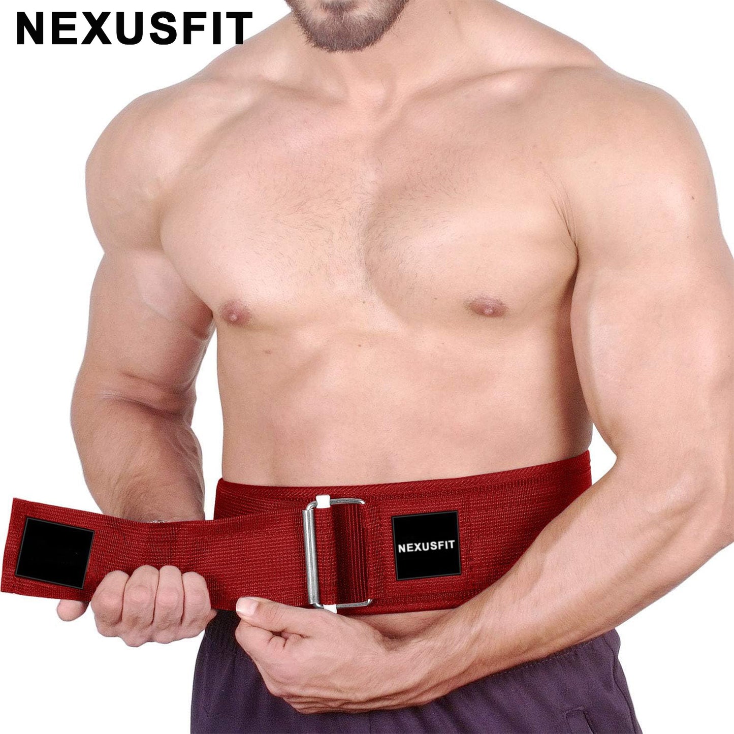 NEXUSFIT Weight Lifting Belts, Adjustable Back Support with Metal Buckle