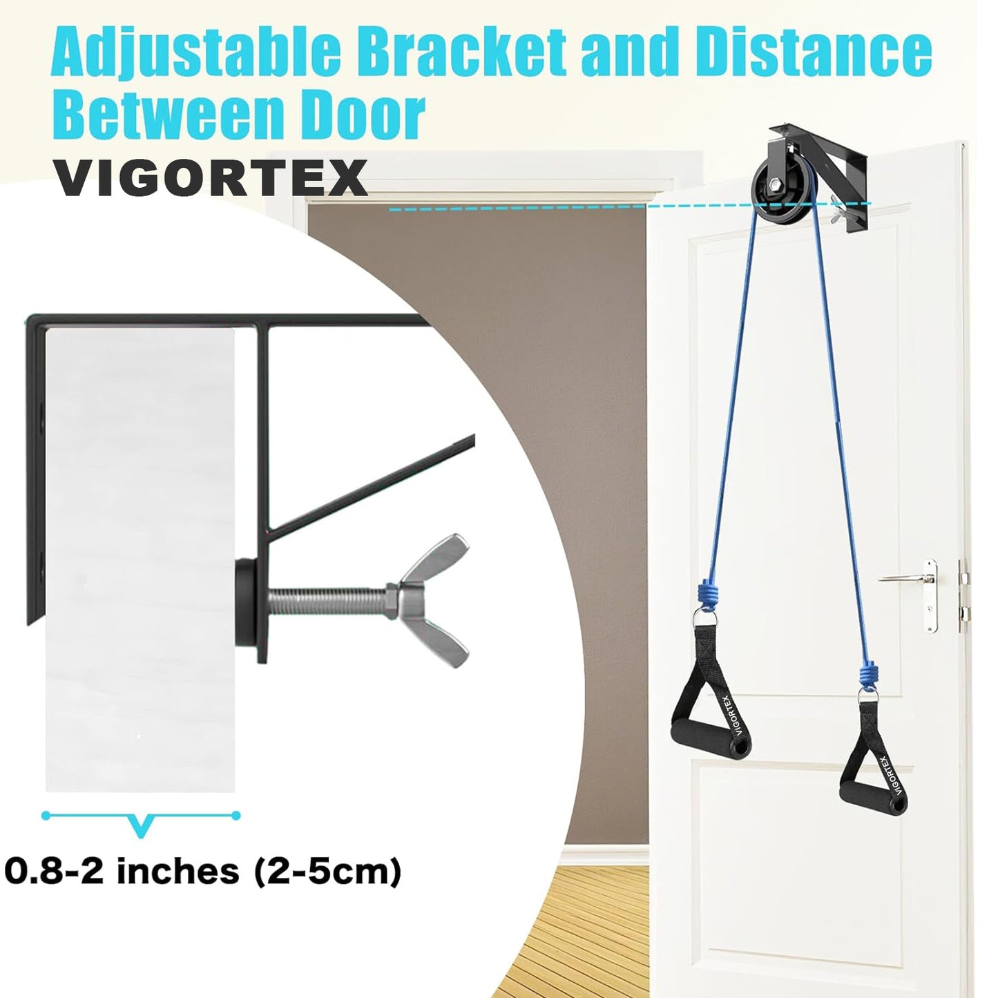VIGORTEX Exercising Pulleys, Over The Door Pulley System with Metal Bracket