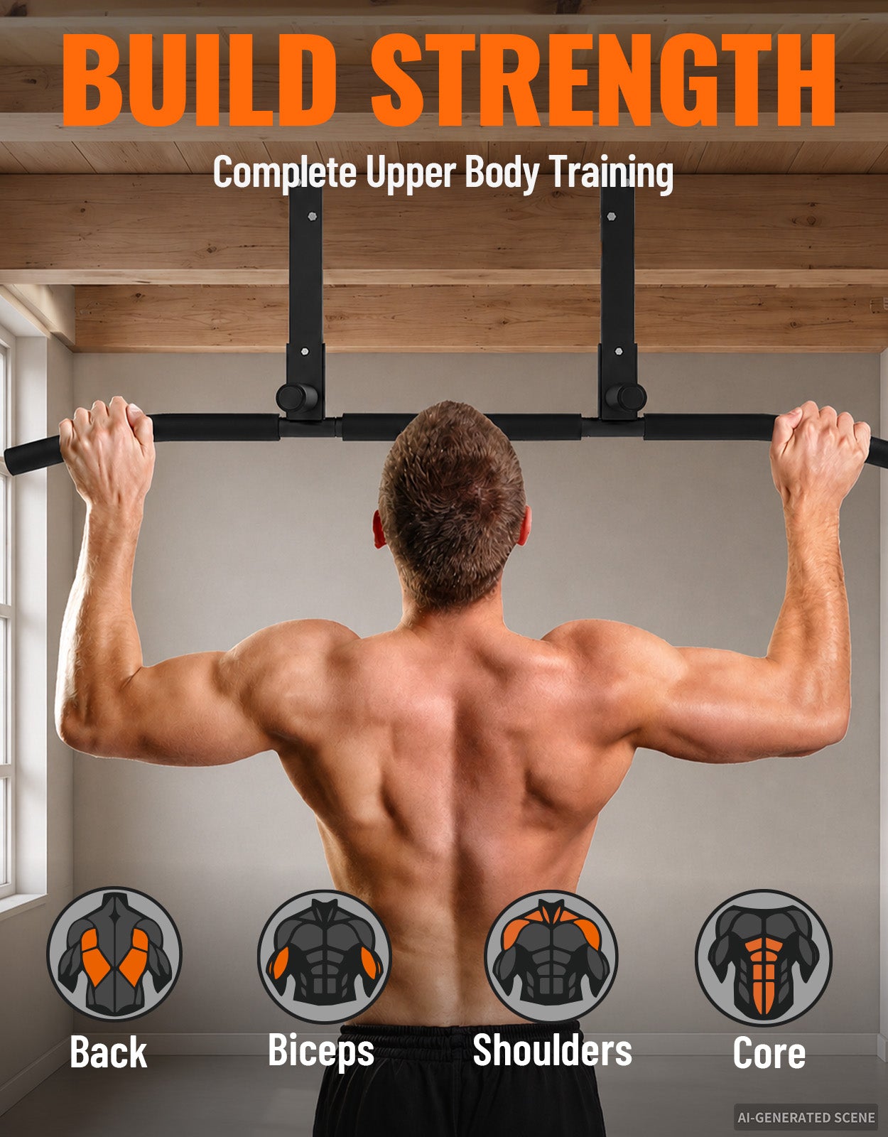 Fitarc Joist Mount Pull Up Bar, Chin Up Bar Ceiling Mount, Heavy Duty, Workout for Home Gym