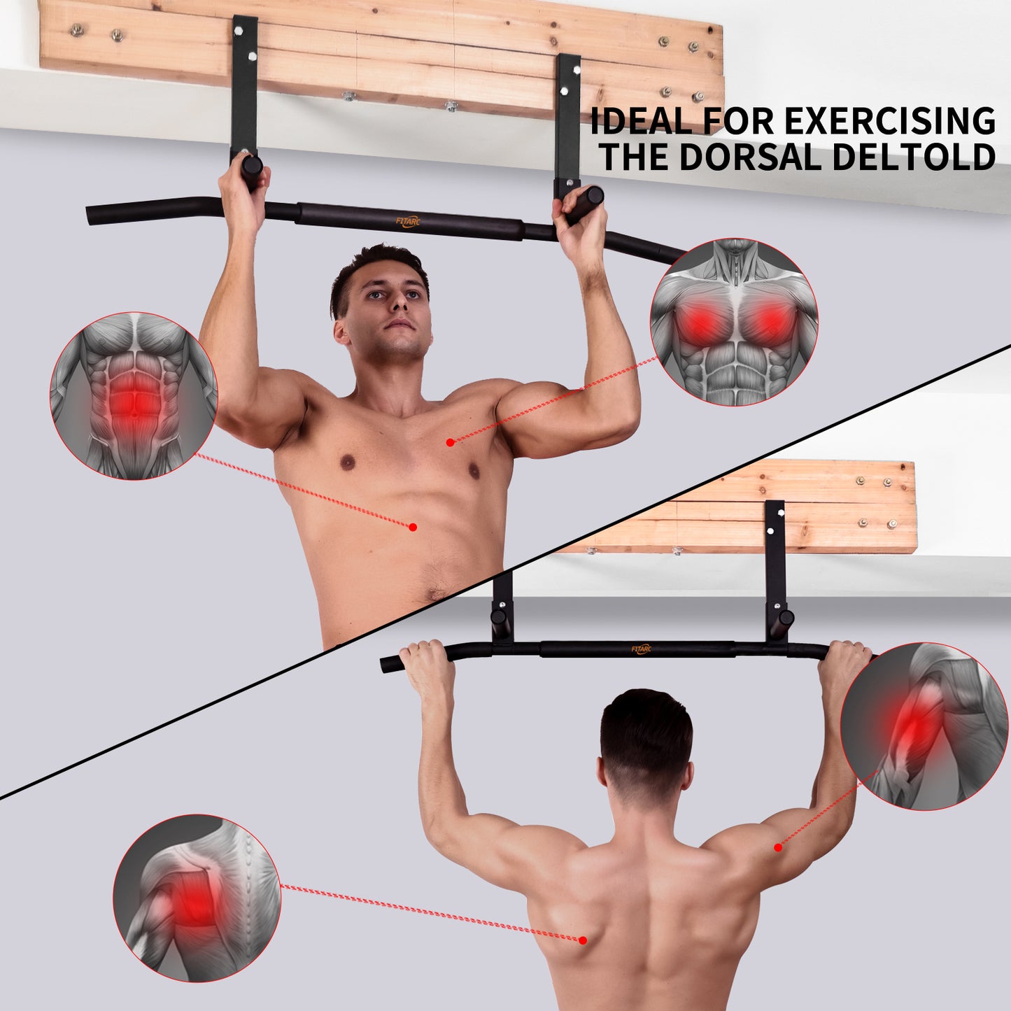 Fitarc Joist Mount Pull Up Bar, Chin Up Bar Ceiling Mount, Heavy Duty, Workout for Home Gym