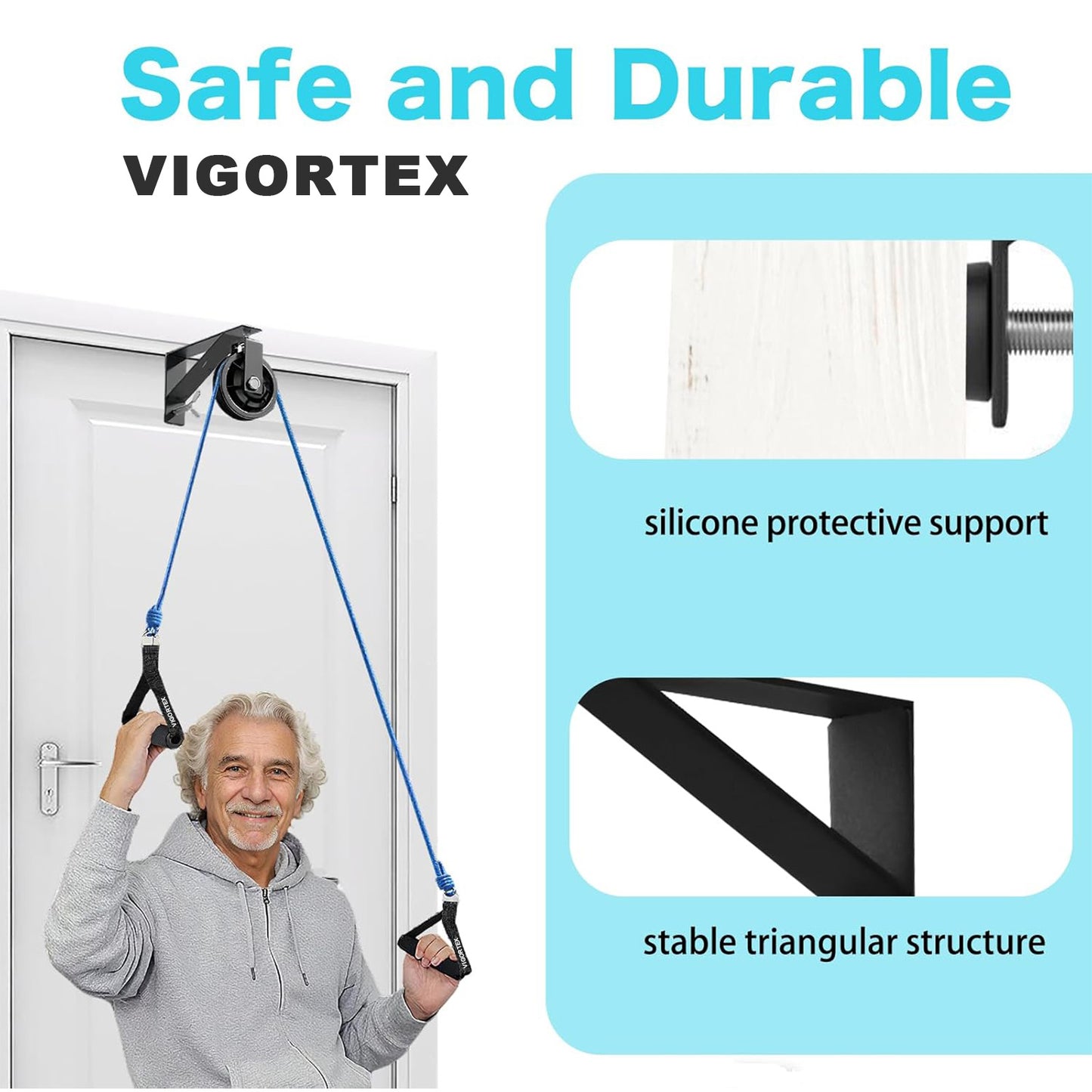 VIGORTEX Exercising Pulleys, Over The Door Pulley System with Metal Bracket
