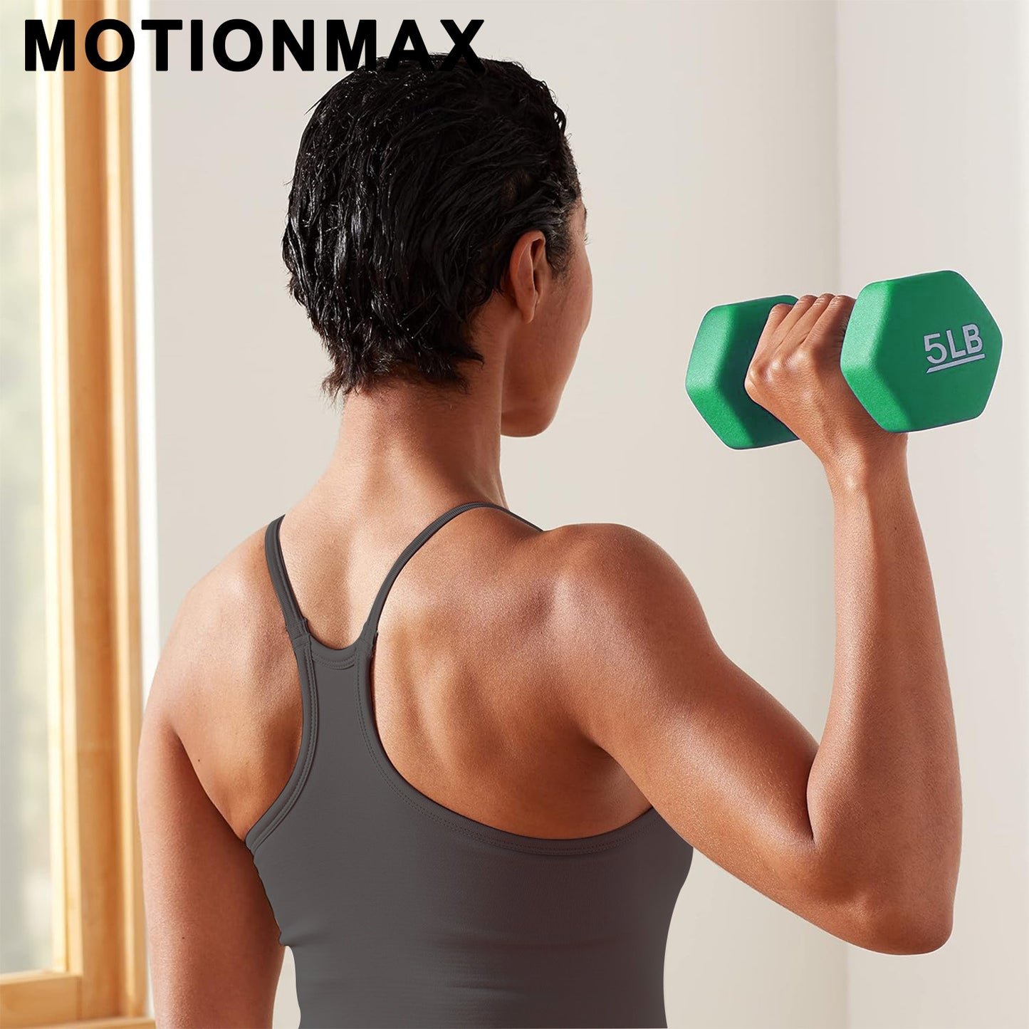 MOTIONMAX Dumbbell Hand Weights for Exercise and Muscle Toning, Green