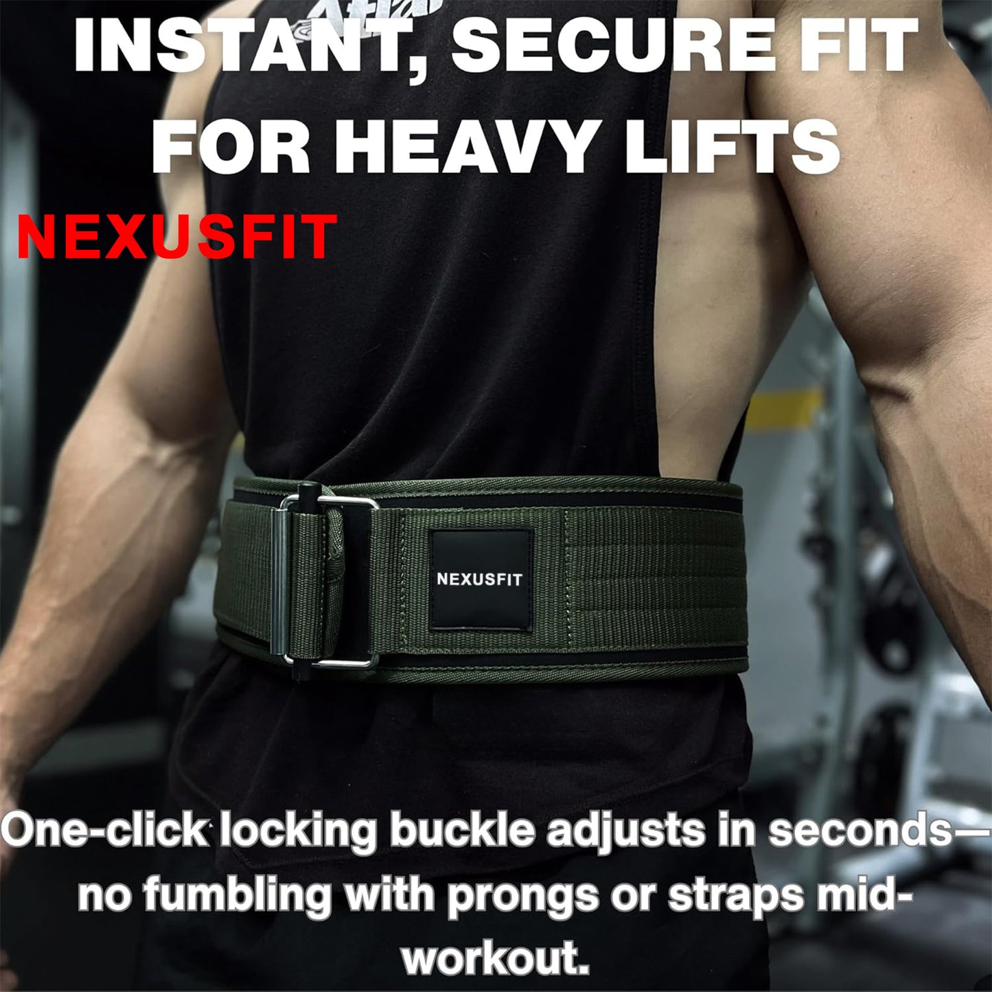 NEXUSFIT Weight Lifting Belts, Adjustable Back Support with Metal Buckle