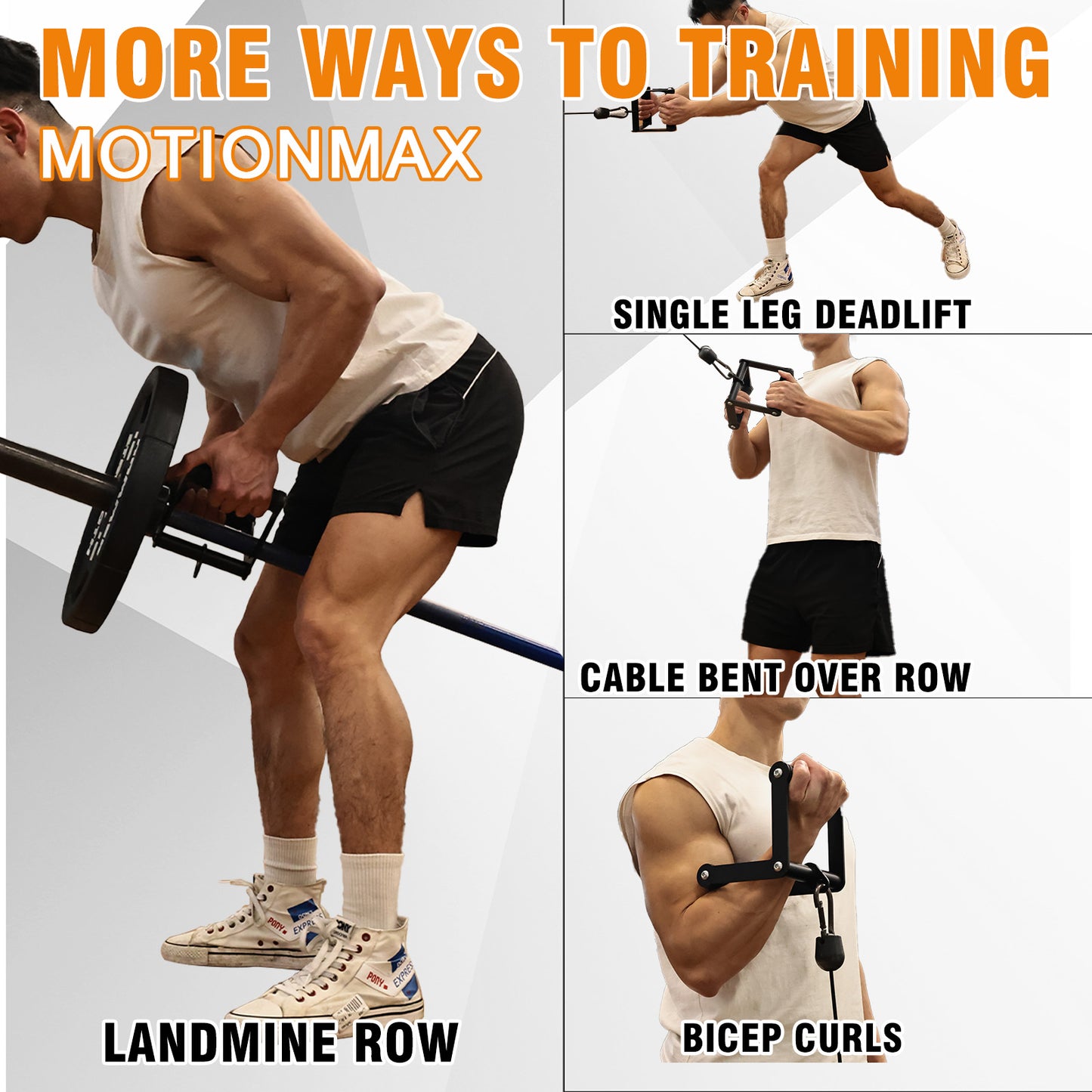 MOTIONMAX Double D Row Machines Handle Cable Attachments for Gym, Non-Slip V Bar Attachment for Home Gym Exercise Equipment