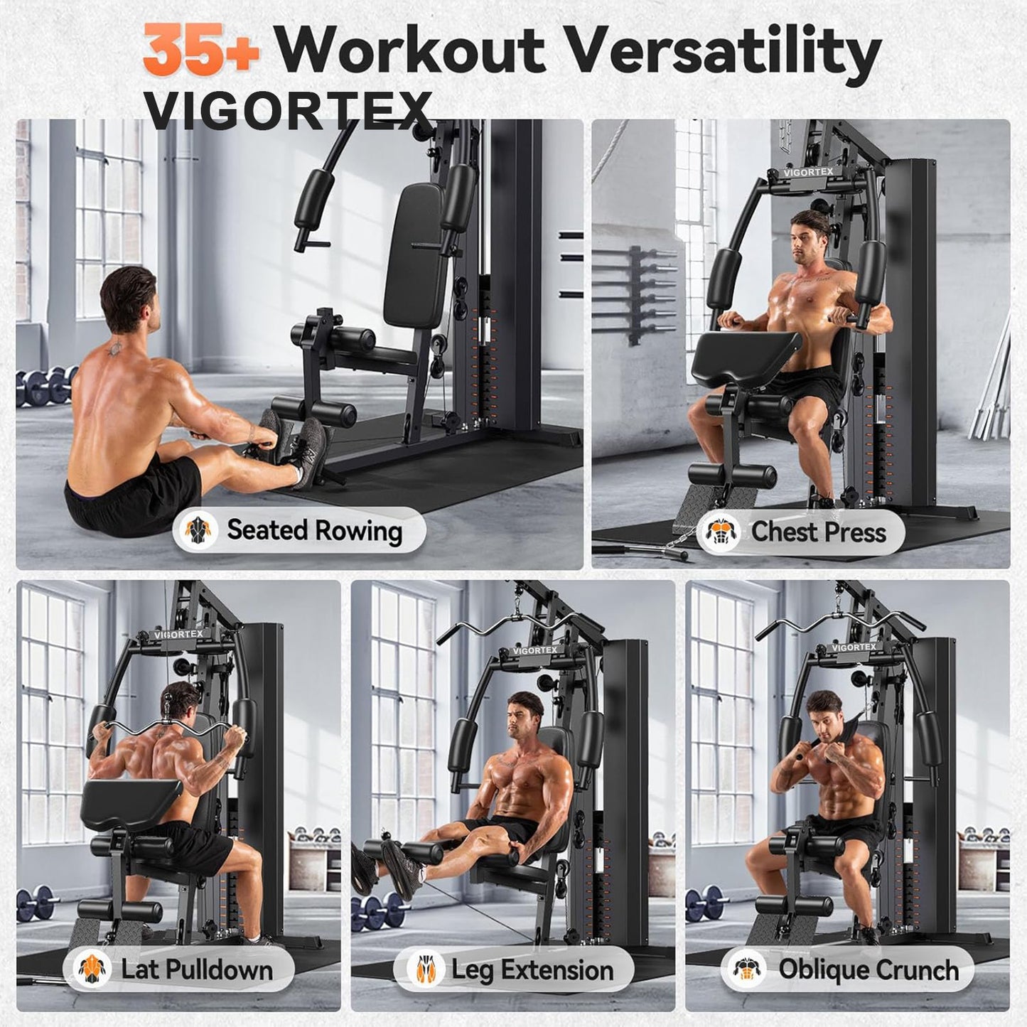 VIGORTEX Weight Lifting Machines Exercising Equipment for Strength Training