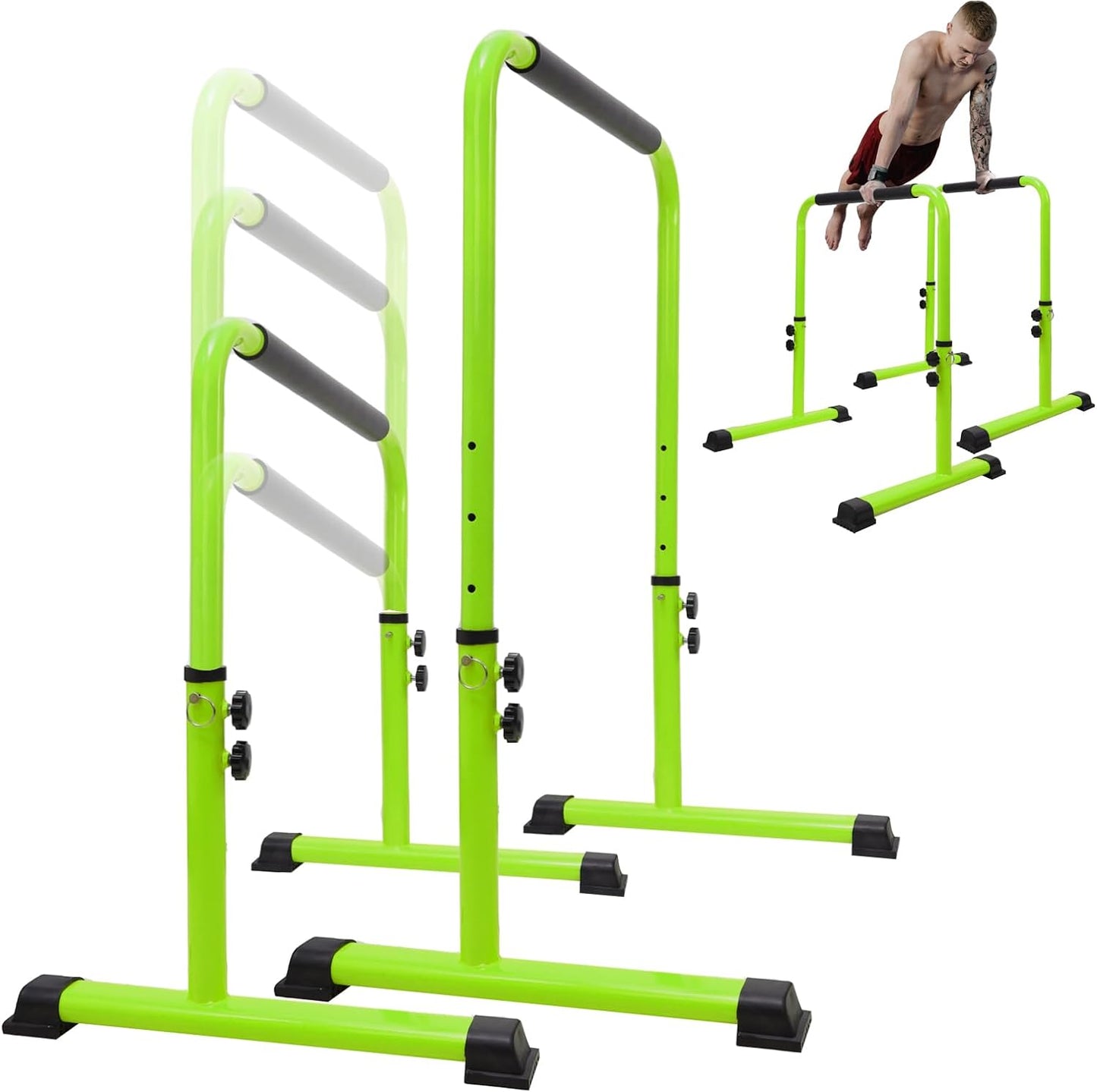 Fitarc Dip Bar, Adjustable Dip Stand Station With Safety Connector for Full Body Strength Training. Adjustable Height from 30” – 39”, Pull-Ups, Push Ups.